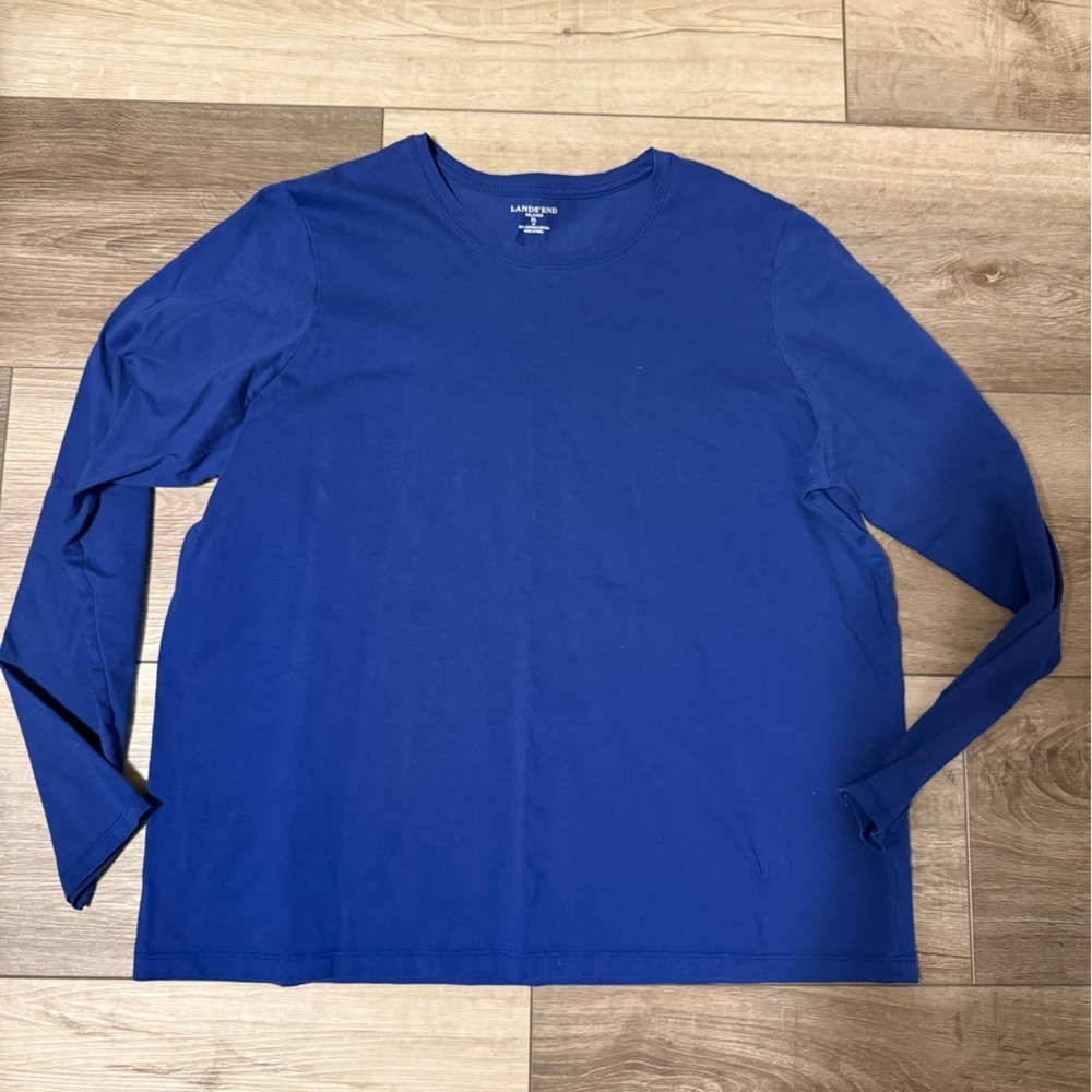 Lands' End Relaxed Fit Tees - Bold Red, Classic Blue, Sleek Black. Set of three - Picture 2 of 9